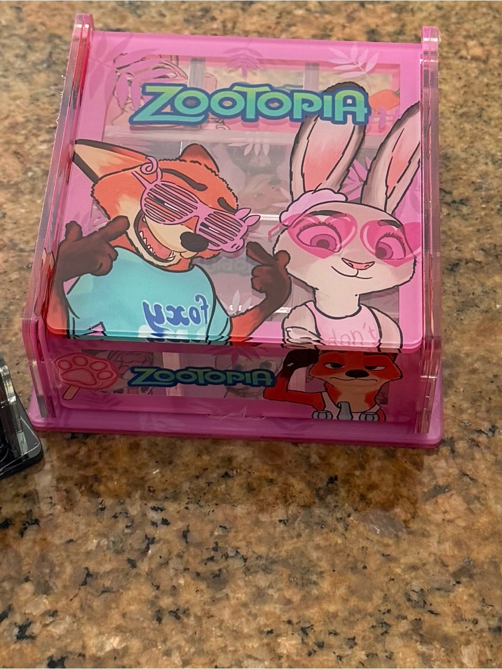 Topia Zootopia Pink Character Storage Box with Teal Logo Accents